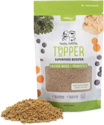 iHeartDogs Dog Food Topper - Freeze-Dried Raw Dog Food Seasoning - Grain Free Superfood Meal Mixer (Chicken, 3 Ounce)