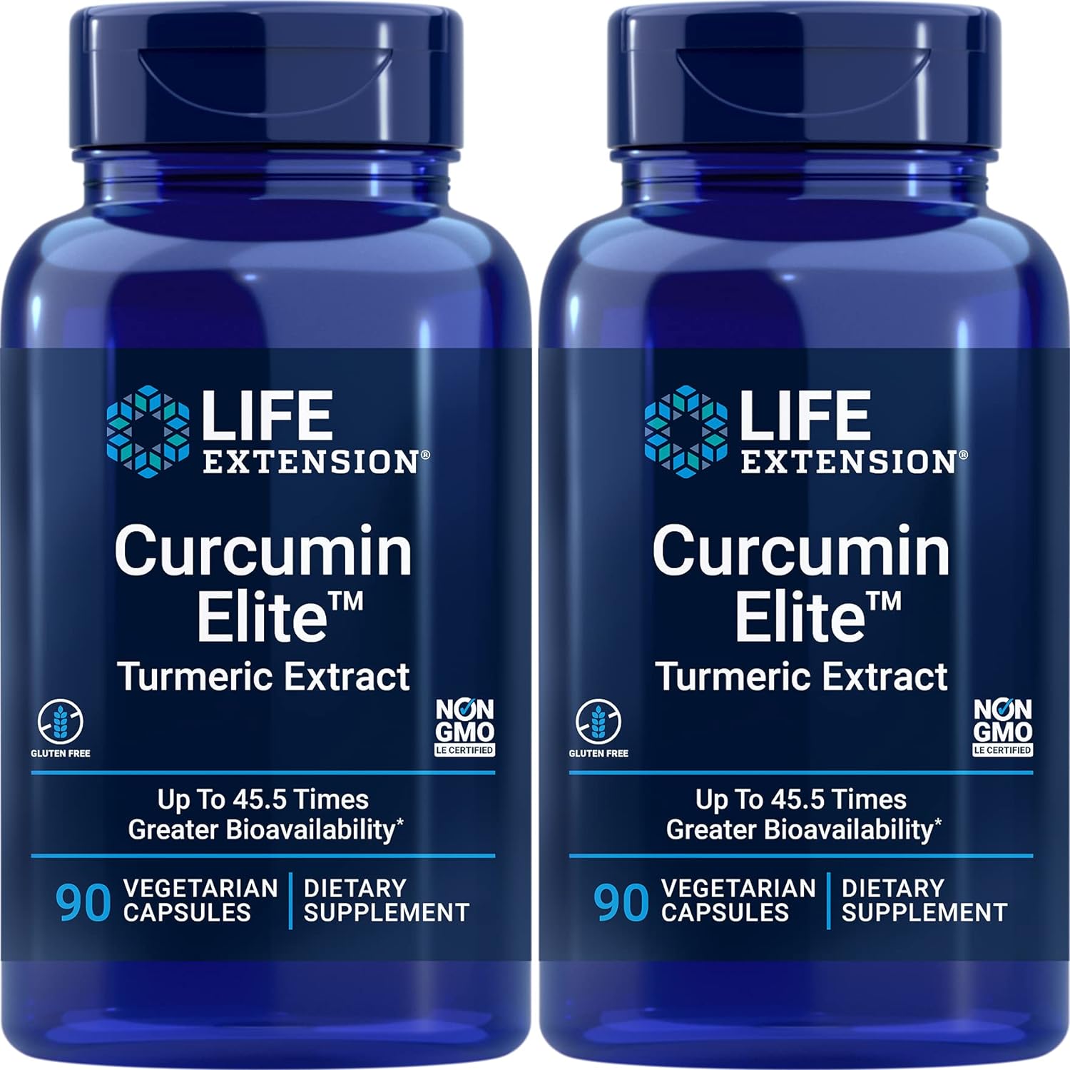 Life Extension Curcumin Elite Turmeric Extract, 90 Caps (Pack of 2)