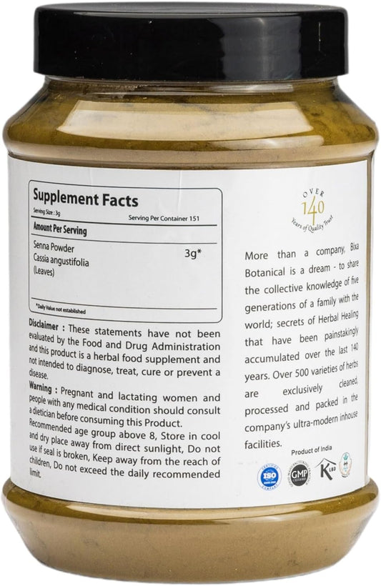 Bixa Botanical Senna Leaves Powder (Cassia Angustifolia), 1 Pound (16 Oz) - Natural Herbal Laxative | Ayurvedic Herbal Supplement To Support Digestive Function