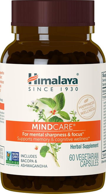 Himalaya Mindcare, Nootropic Brain Supplement Booster For Mental Sharpness, Focus, Memory & Cognitive Wellness, 1170 Mg, 60 Capsules