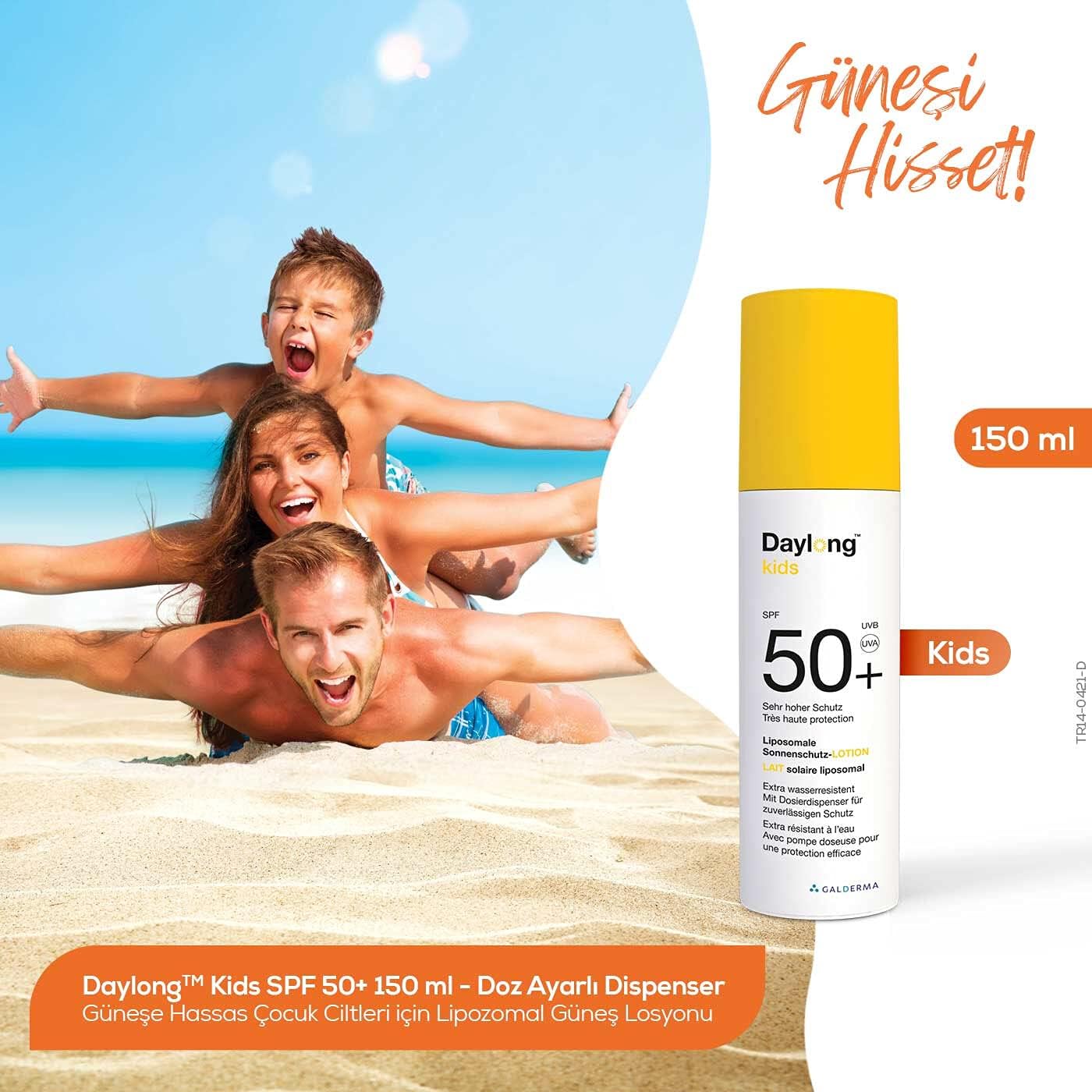 Daylong Kids Spf50 Sunscreen Lotion 150 Ml, High Protection For Kids Aged 1+, Water Resistant, No Paraben Or Fragrance, Suitable For Sensitive Skin