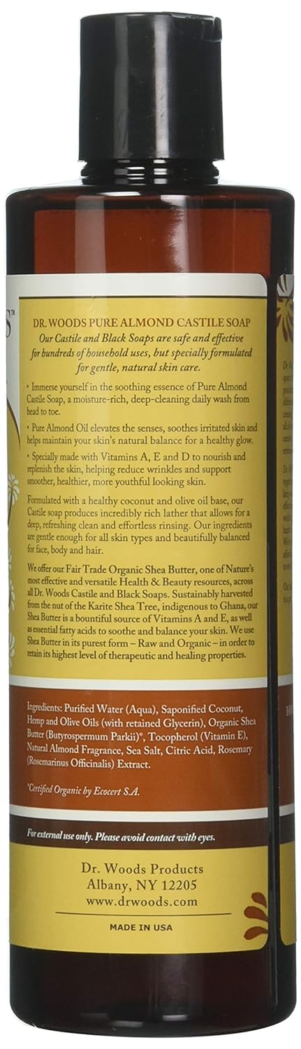 Dr. Woods Almond Castile Soap Shea Butter 16 Ounce : Bath Soaps : Beauty & Personal Care