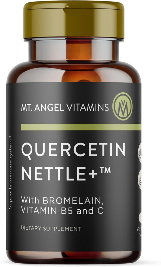 Mt. Angel Vitamins Quercetin Nettle+ - Supports Allergy Wellness & Sinus Health, Featuring Quercetin with Bromelain, Crafted for Seasonal Well-Being, cGMP Certified, Made in USA, 90 Tablets