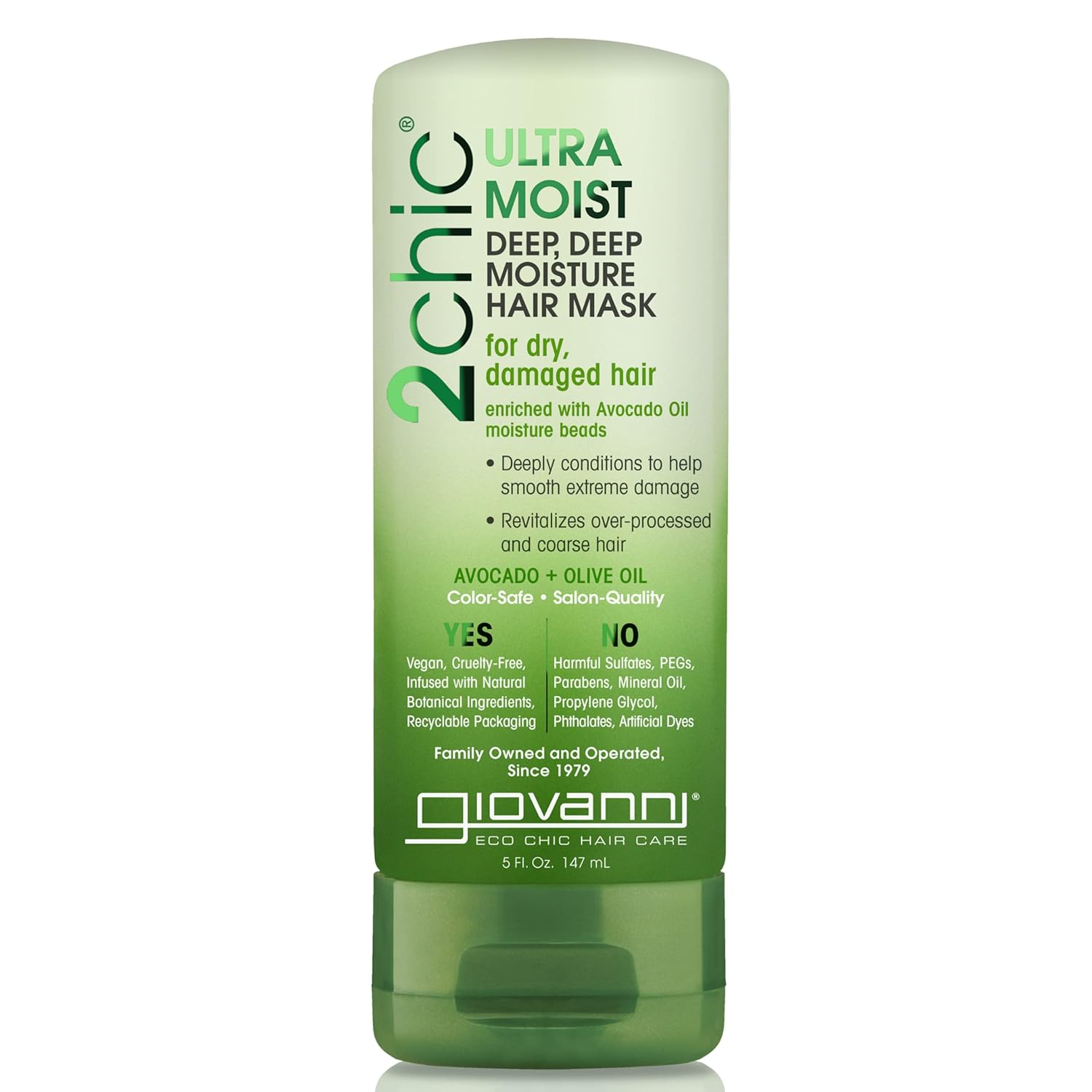 Giovanni Ultra-Moist Deep, Deep Moisture Hair Mask - Avocado & Olive Oil, Creamy Hydration Formula, Enriched With Aloe Vera, Shea Butter, Botanical Extracts, No Parabens, Color Safe - 5 Oz