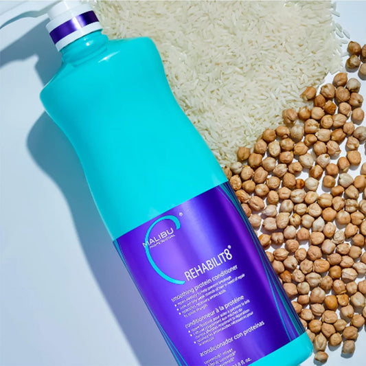 Malibu C Rehabilit8 Smoothing Protein Conditioner - Replenishes Hair Protein & Amino Acids To Prevent Breakage - Hydrating Conditioner For Damaged Hair