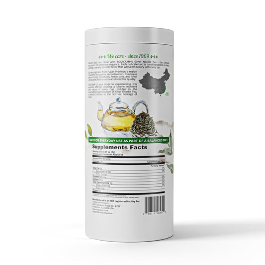 Todicamp White Tea Organic Silver Needle Tea - 3 Oz Of Premium Silver Needle White Tea - Rich In Antioxidants Organic White Tea Loose Leaf White Tea Leaves