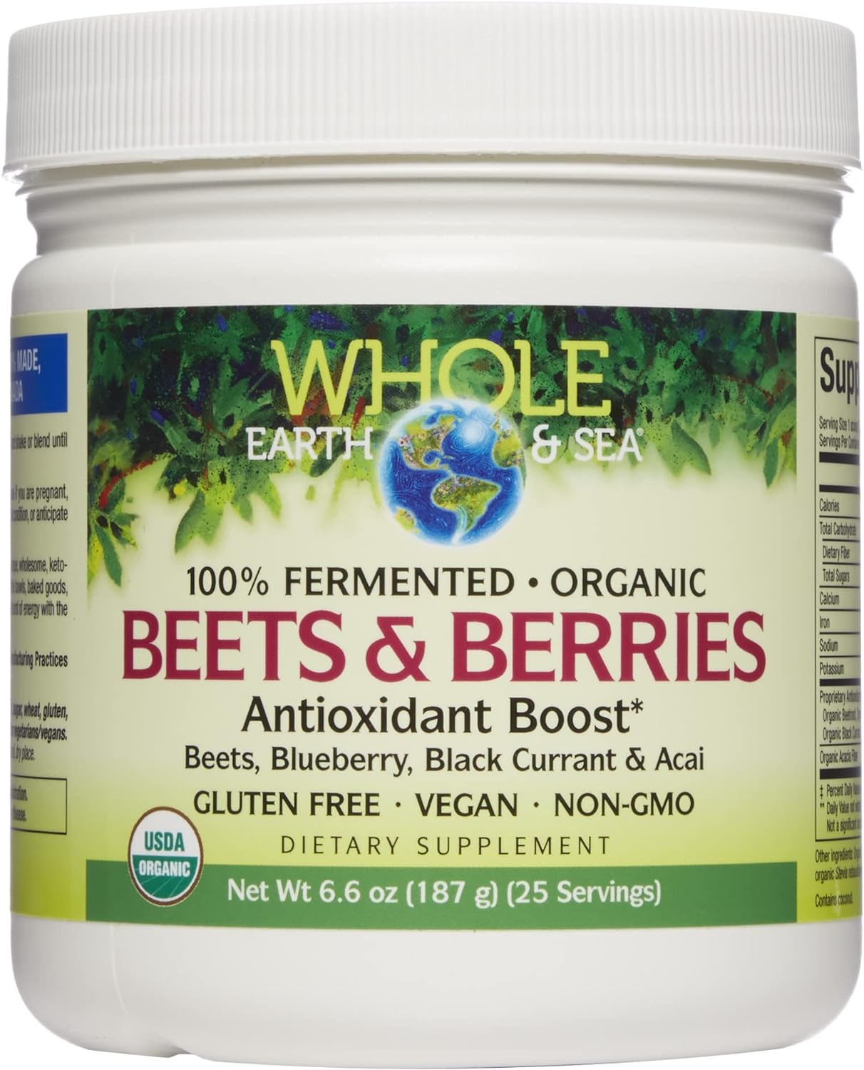 Whole Earth & Sea from Natural Factors, Beets & Berries Antioxidant Boost with Beets, Acai & More, 6.6 oz Powder