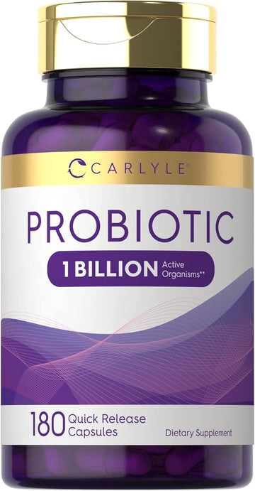 Carlyle Probiotic For Women & Men'S Digestive Health | 1 Billion Cfu | 180 Quick Release Capsules | 1 Lactobacillus Pill A Day | Non-Gmo & Gluten Free