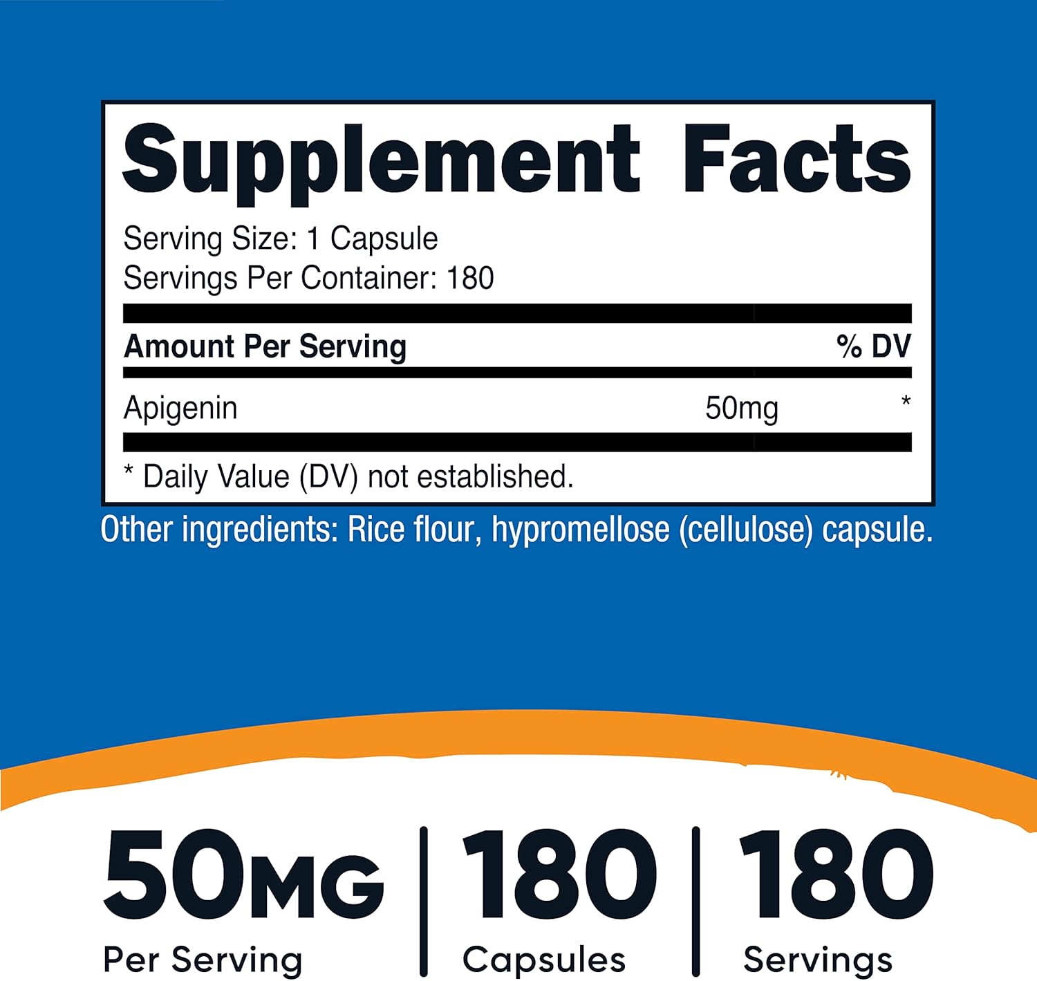 Nutricost Apigenin 50mg, 180 Capsules - Non-GMO, Gluten Free, Vegan