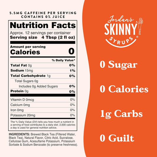 Jordan'S Skinny Mixes Sugar Free Syrup, Sweet Tea Flavor, Flavored Water Enhancer, Drink Mix For Ice Tea, Lemonade & More, Zero Calorie Flavoring, Keto Friendly, 25.4 Fl Oz, 1 Pack