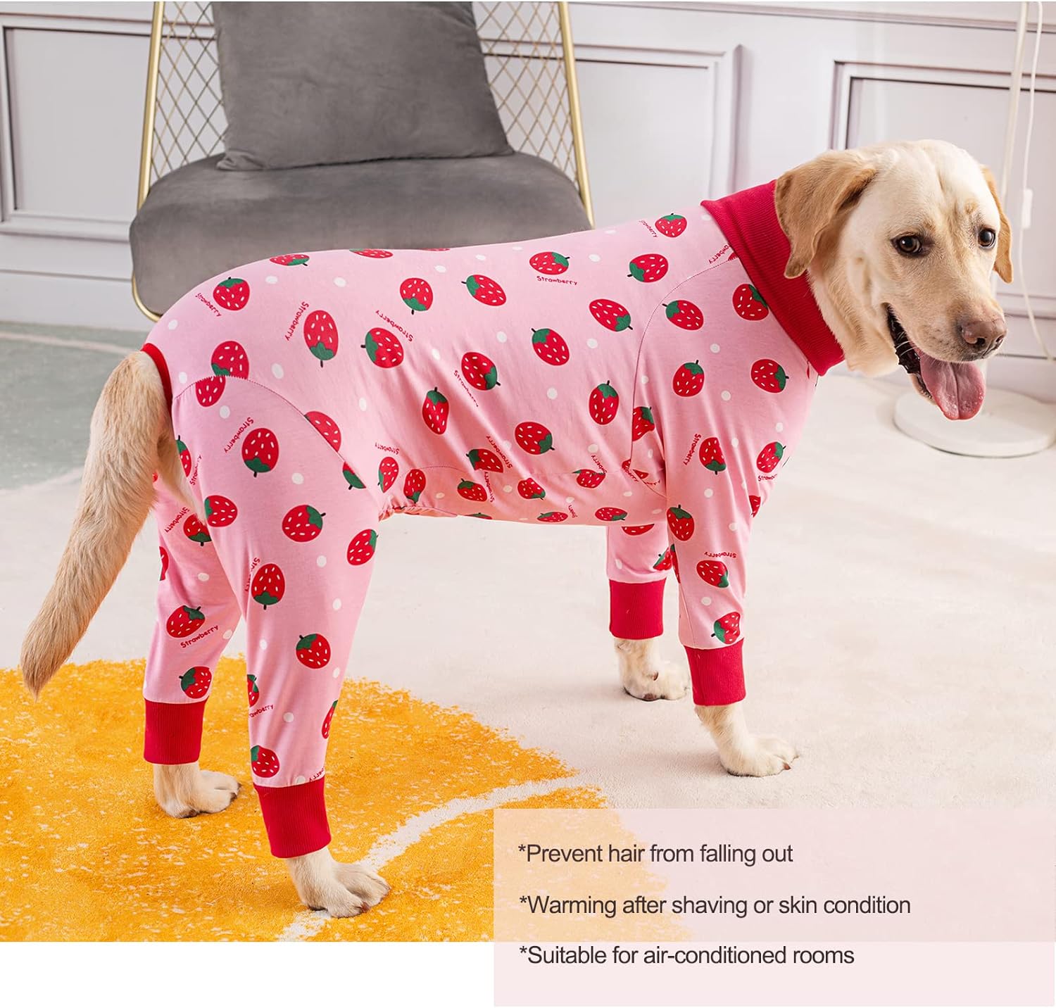 Dog Recovery Suit After Surgery Soft Long Sleeve Dog Neuter Shirt Cone Alternatives, Prevent Licking Dog Surgical Onesies for Large Medium Dog Shedding Suit (2X-Large (Pack of 1), Strawberry) : Pet Supplies