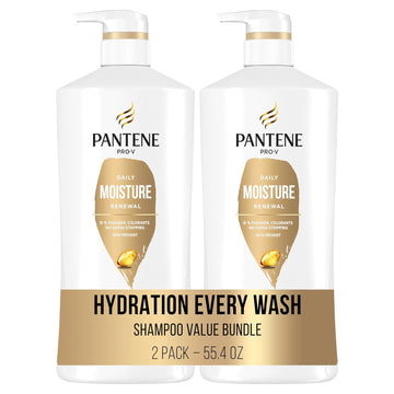 Pantene Daily Moisture Renewal Shampoo With Hair Mask Treatment, Pro-V For Dry Damaged Hair, Antioxidant-Rich, Hydrating & Nourishing, Safe For Color-Treated Hair, 27.7 Fl Oz Each, 2 Pack