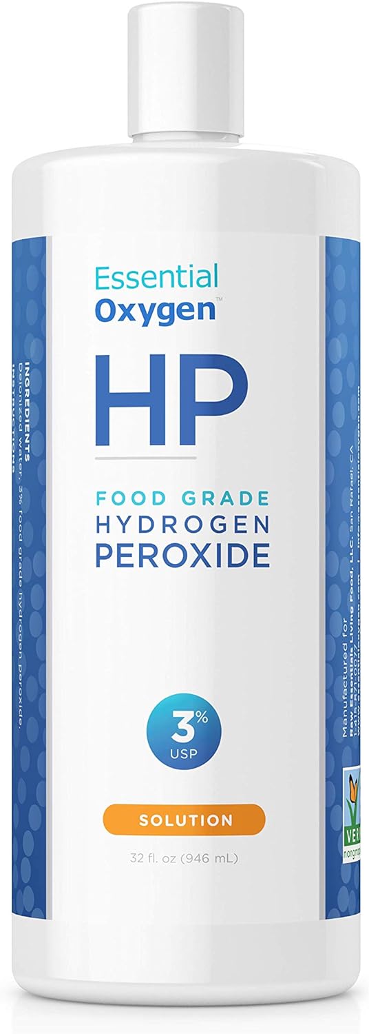 Essential Oxygen Food Grade Hydrogen Peroxide 3%, Natural Cleaner, Refill, 32 Fl Oz