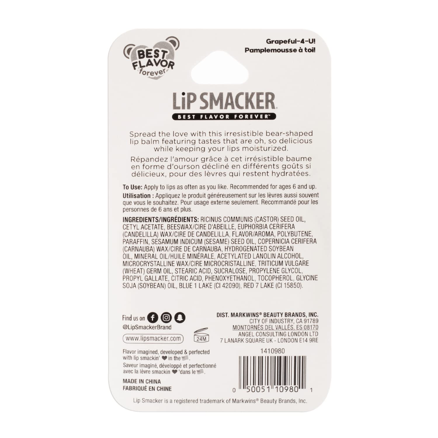 Lip Smacker Sugar Bear Lip Balm Grapeful-4-U : Beauty & Personal Care
