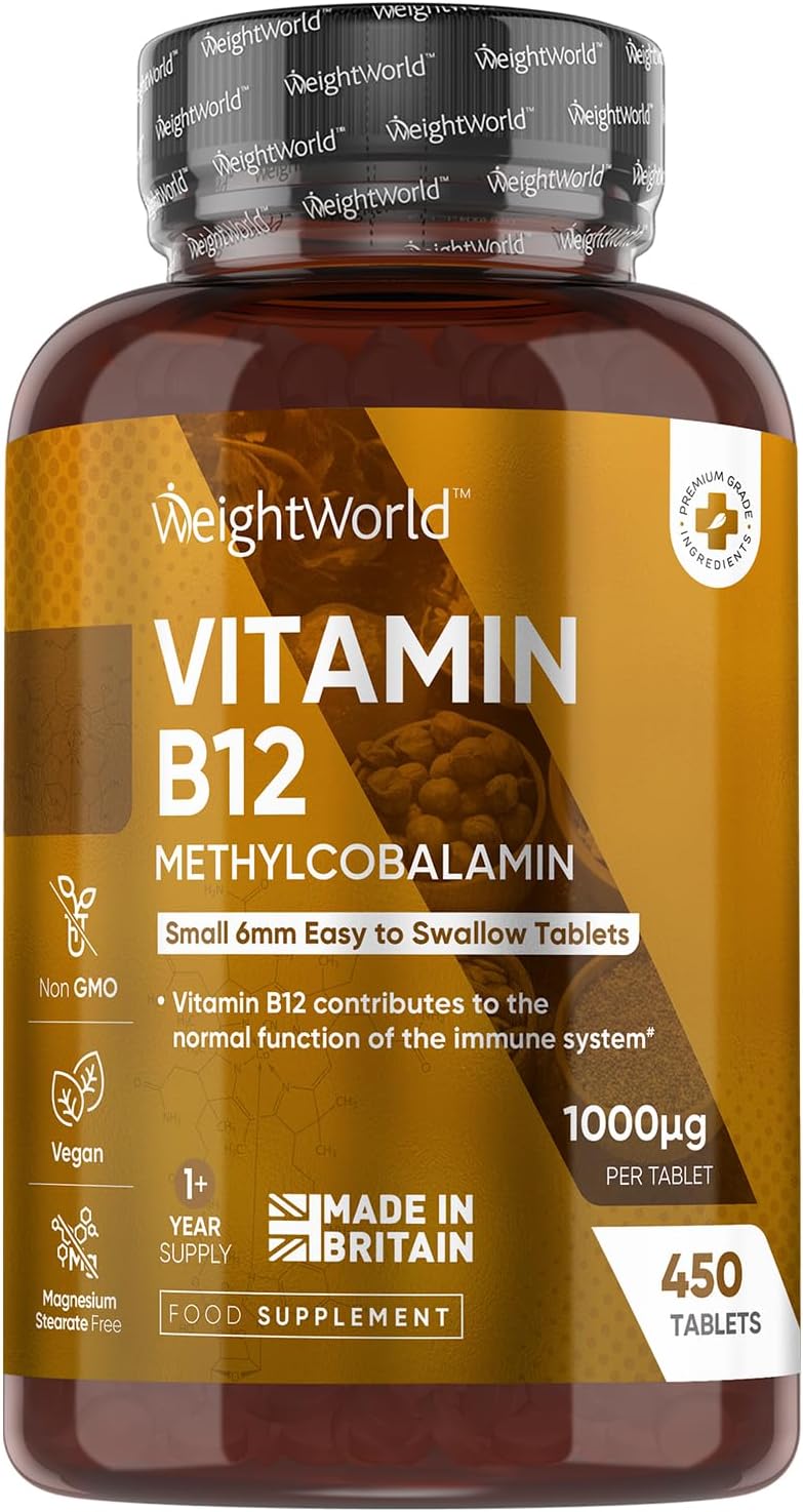 Vitamin B12 Tablets - 1000Mcg - Vegan B12 Supplement - 450 Methylcobalamin Tablets (1+ Year Supply) - 1 Per Day - 6Mm In Size - Easy To Swallow - Made In The Uk