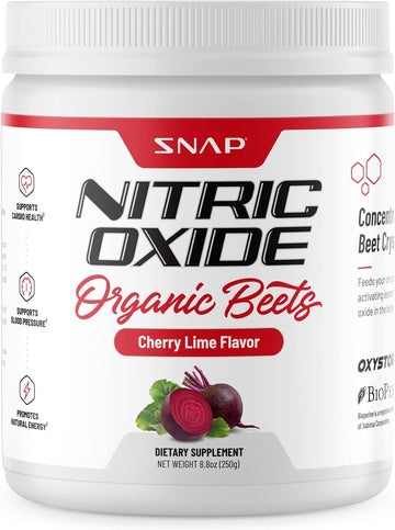 Snap Supplements USDA Organic Beet Root Powder, 3-in-1 Nitric Oxide Supplement, Support Healthy Blood Circulation, 250g (30 Servings, Cherry Lime)