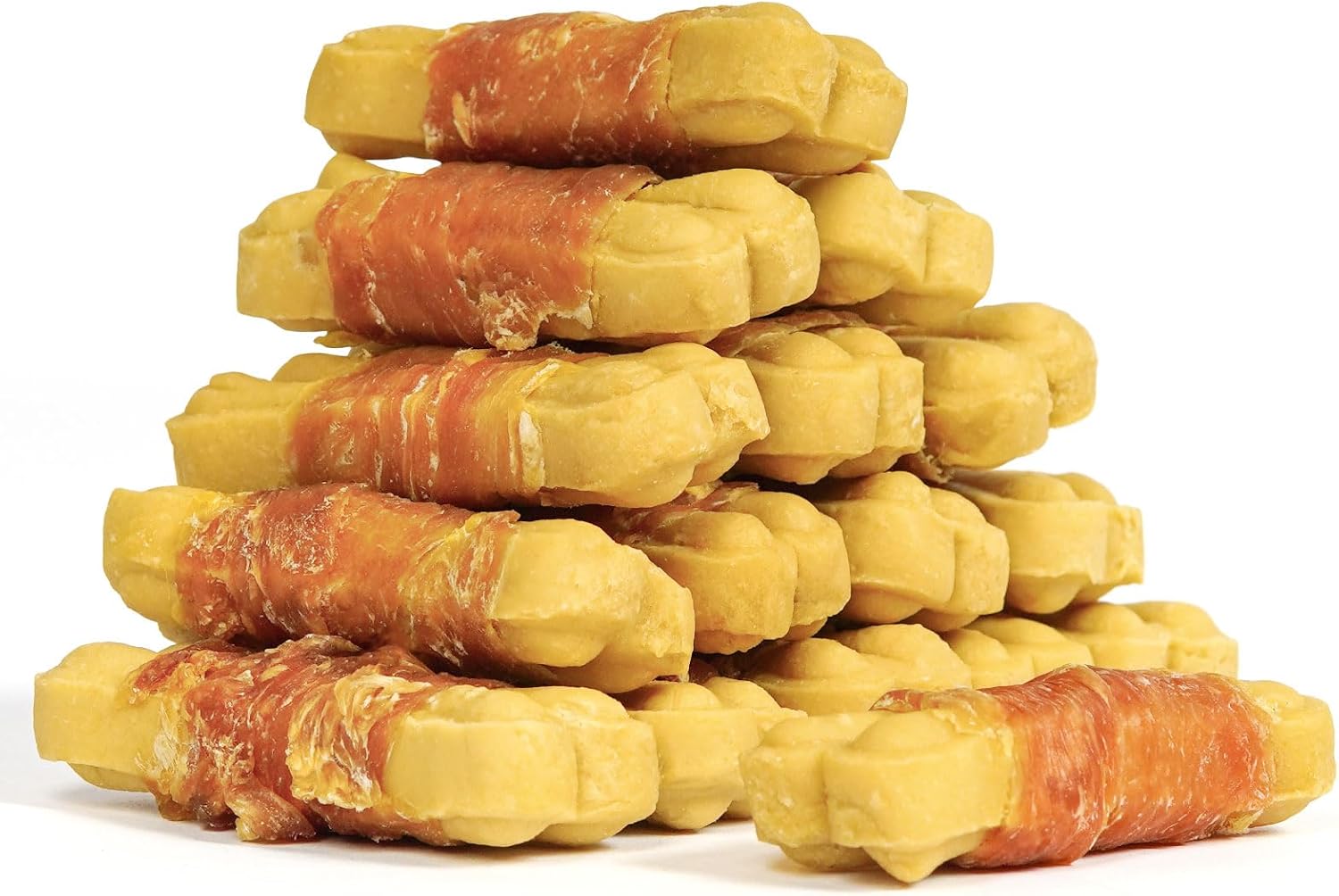 Mon2Sun Rawhide Free Dog Treats, 2.75 Inch Real Chicken Wrapped Bones For Puppy And Small Dogs, Soft And Healthy Dog Snacks With Added Vitamins, 14.1Oz (16 Count-Pack Of 1)