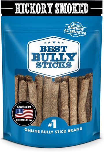 Premium Hickory Smoked Real Beef Dog Treats - Bully Snap Stick, 20 Pack - Reward, Puppy & Dog Training Treats - Usa Smoked & Packed - No Additives, 100% Natural, Healthy Rawhide-Free High Protein