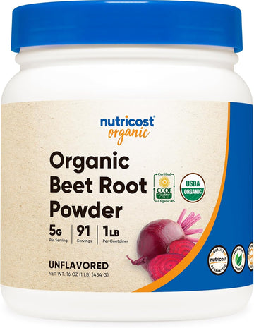 Nutricost Organic Beet Root Powder 1 Lb - Vegan, Superfood, Certified Usda Organic