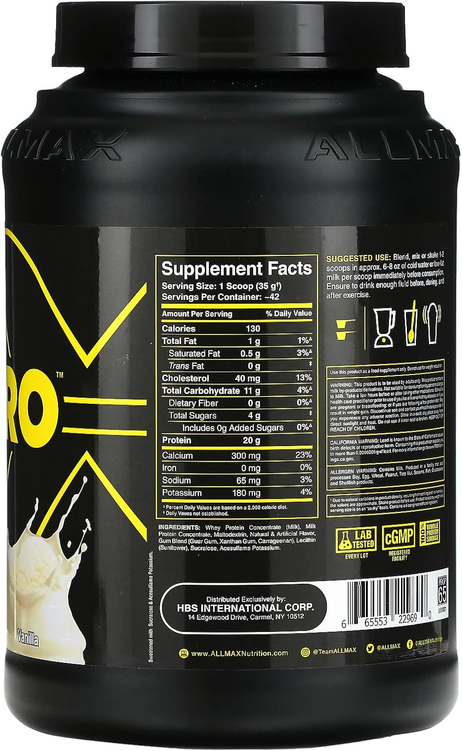 ALLMAX Sport ALLPRO Advanced Protein, Vanilla - 3.2 lb - 20 Grams of Protein Per Scoop - Low Fat & Zero Added Sugar - Approx. 42 Servings : Health & Household