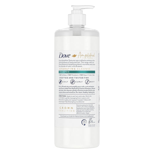 Dove Amplified Textures Sulfate-Free Moisturizing Shampoo For Coils, Curls, And Waves Hydrating Cleanse With Moisture Amplifying Hair Care Blend, 32.3 Fl Oz