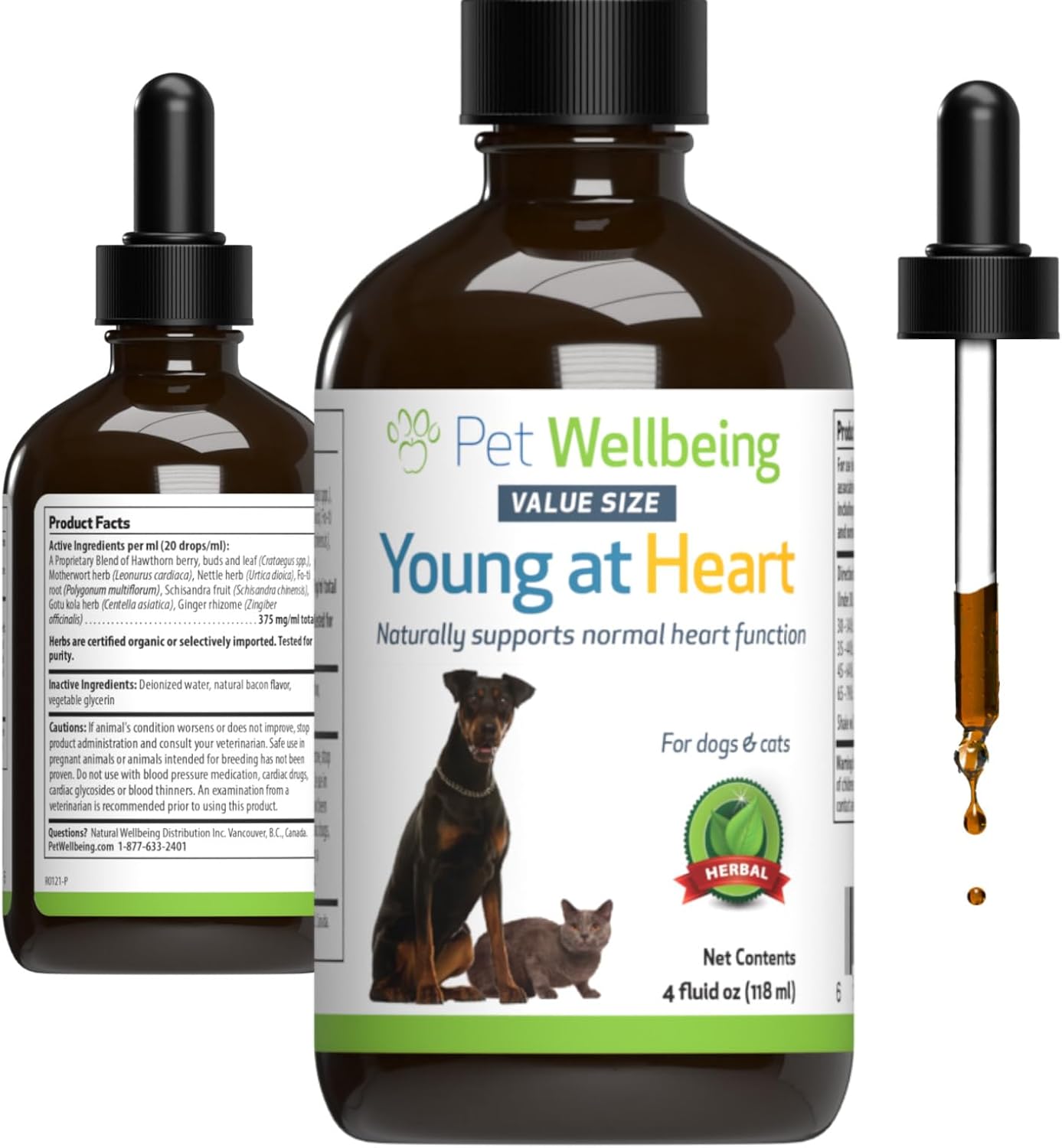 Pet Wellbeing Young At Heart For Dogs & Cats - Vet-Formulated - Supports Cardiovascular System | Heart & Circulatory Health - Natural Herbal Supplement 4 Oz (118 Ml)