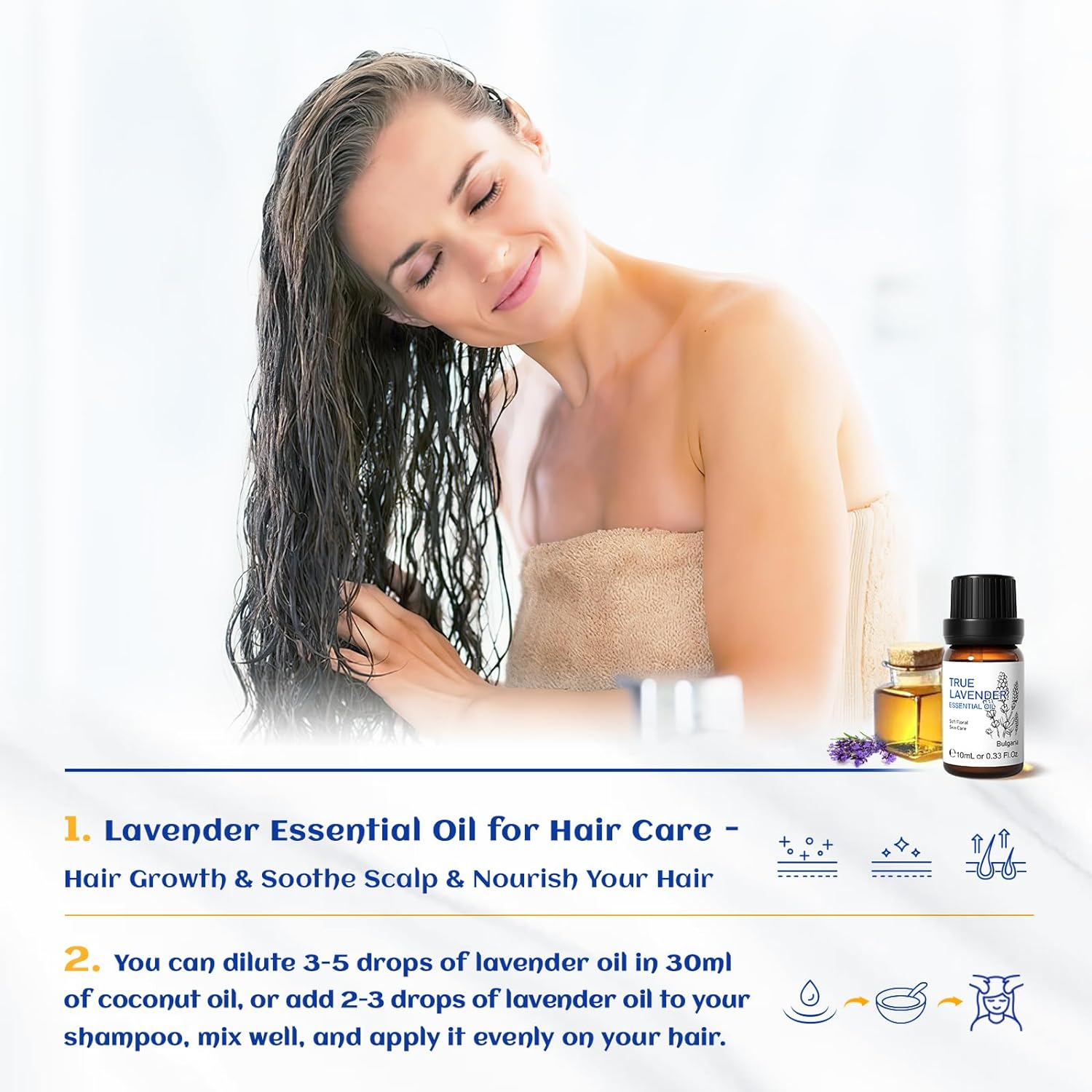 HIQILI 0.33 Fl Oz Lavender Essential Oil Pure, 100% Pure Natural for Diffuser, Skin - 10ML : Health & Household