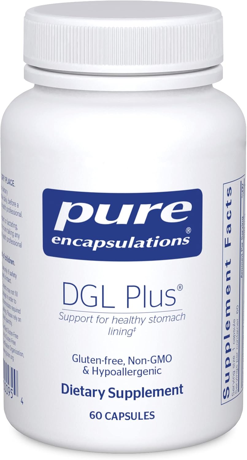 Pure Encapsulations Dgl Plus - Gut Health Supplements For Men & Women - With Marshmallow Root, Aloe Vera Extract & More - Non-Gmo & Vegan - 60 Capsules