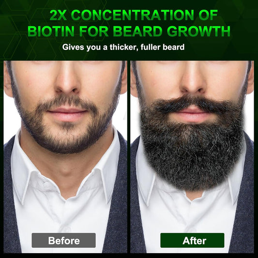 Beard Balm-2X Concentration Biotin -Styles, Growth, Strengthens & Softens Beards And Mustaches - Natural Beard Conditioner Wax With Organic Shea Butter, Argan & Jojoba Oils
