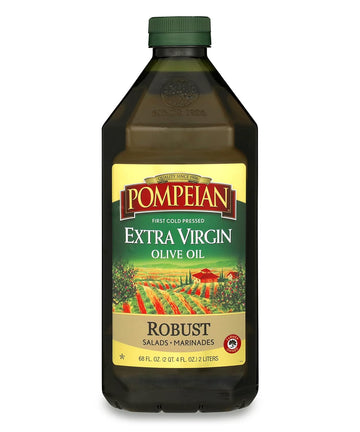 Pompeian Robust Extra Virgin Olive Oil, First Cold Pressed, Full-Bodied Flavor, Perfect For Salad Dressings & Marinades, 68 Fl. Oz