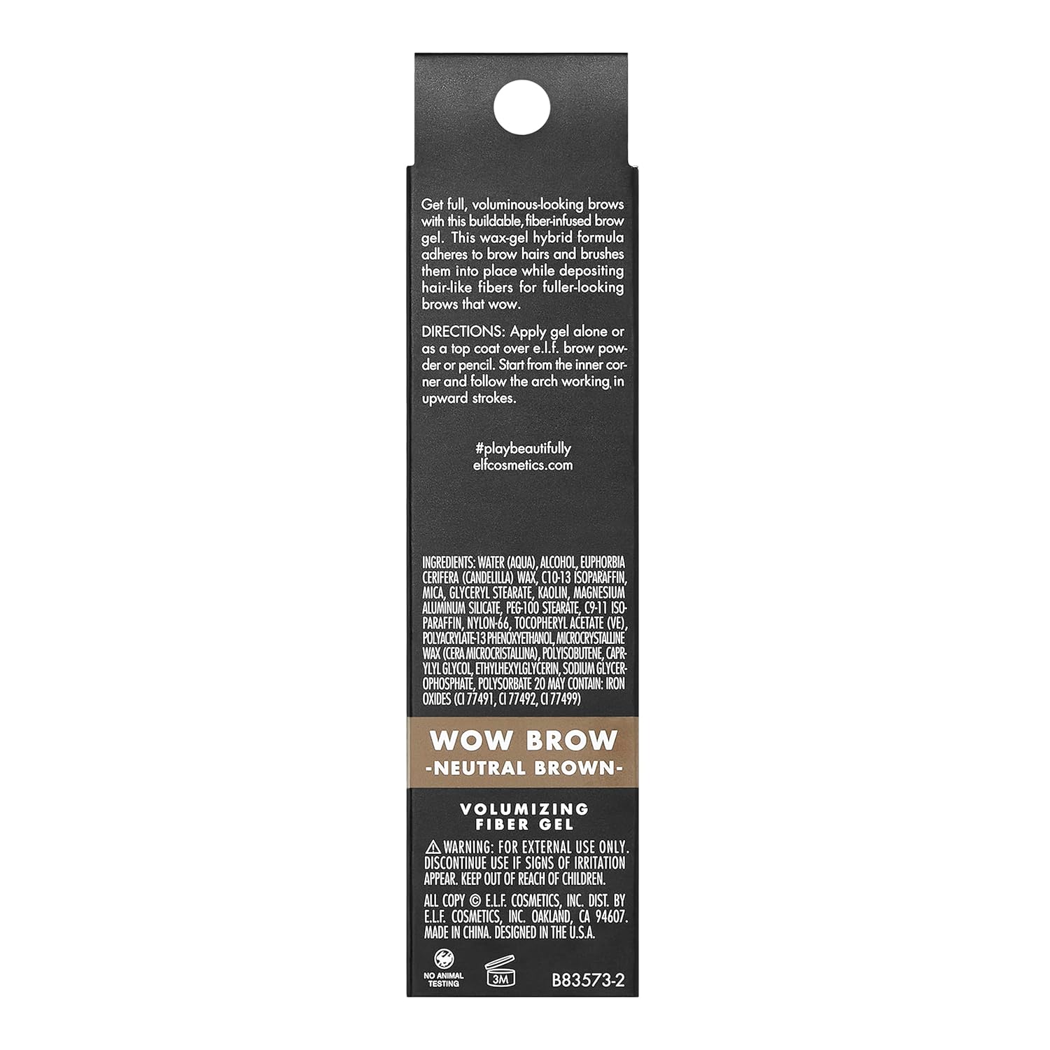 e.l.f. Wow Brow Gel, Volumizing, Buildable, Wax-Gel Hybrid, Creates Full, Voluminous-Looking Brows, Locks Brow Hairs In Place, Neutral Brown, Fiber-Infused, 0.12 Oz : Beauty & Personal Care