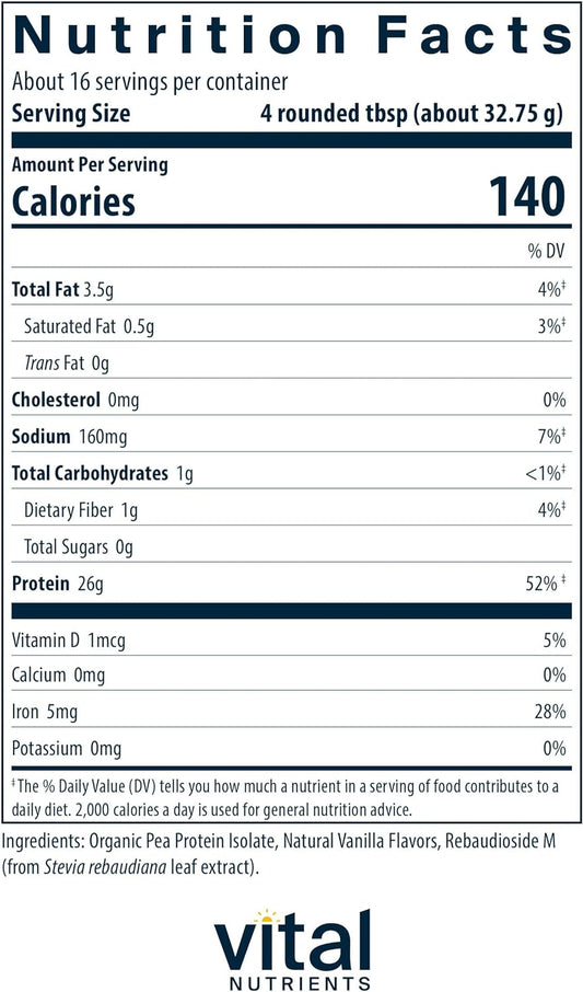 Vital Nutrients - ProVeg - Organic Pea Protein with Natural Vanilla Fl