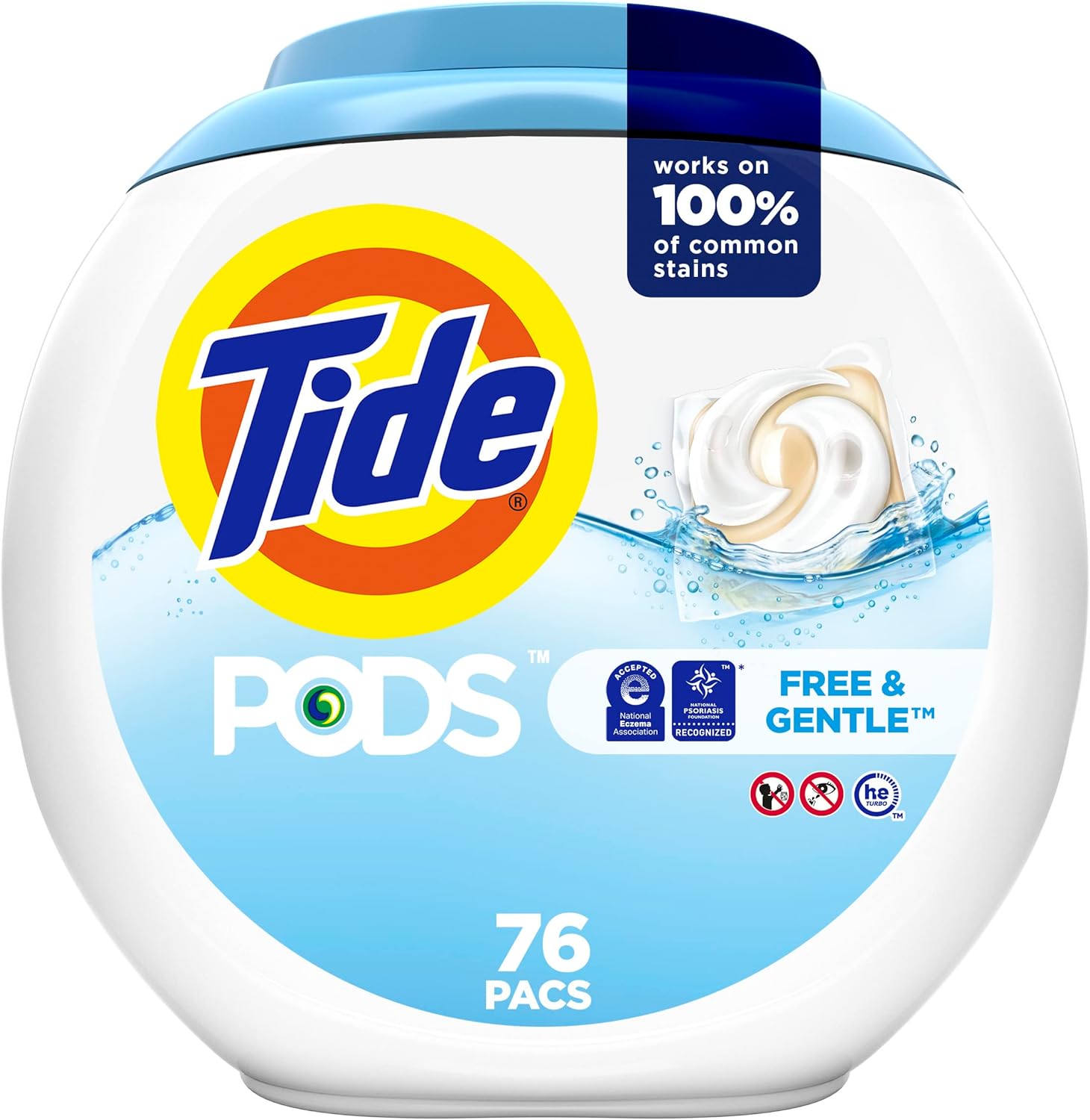 Tide Pods Free & Gentle Liquid Laundry Detergent Pacs, 76 Count