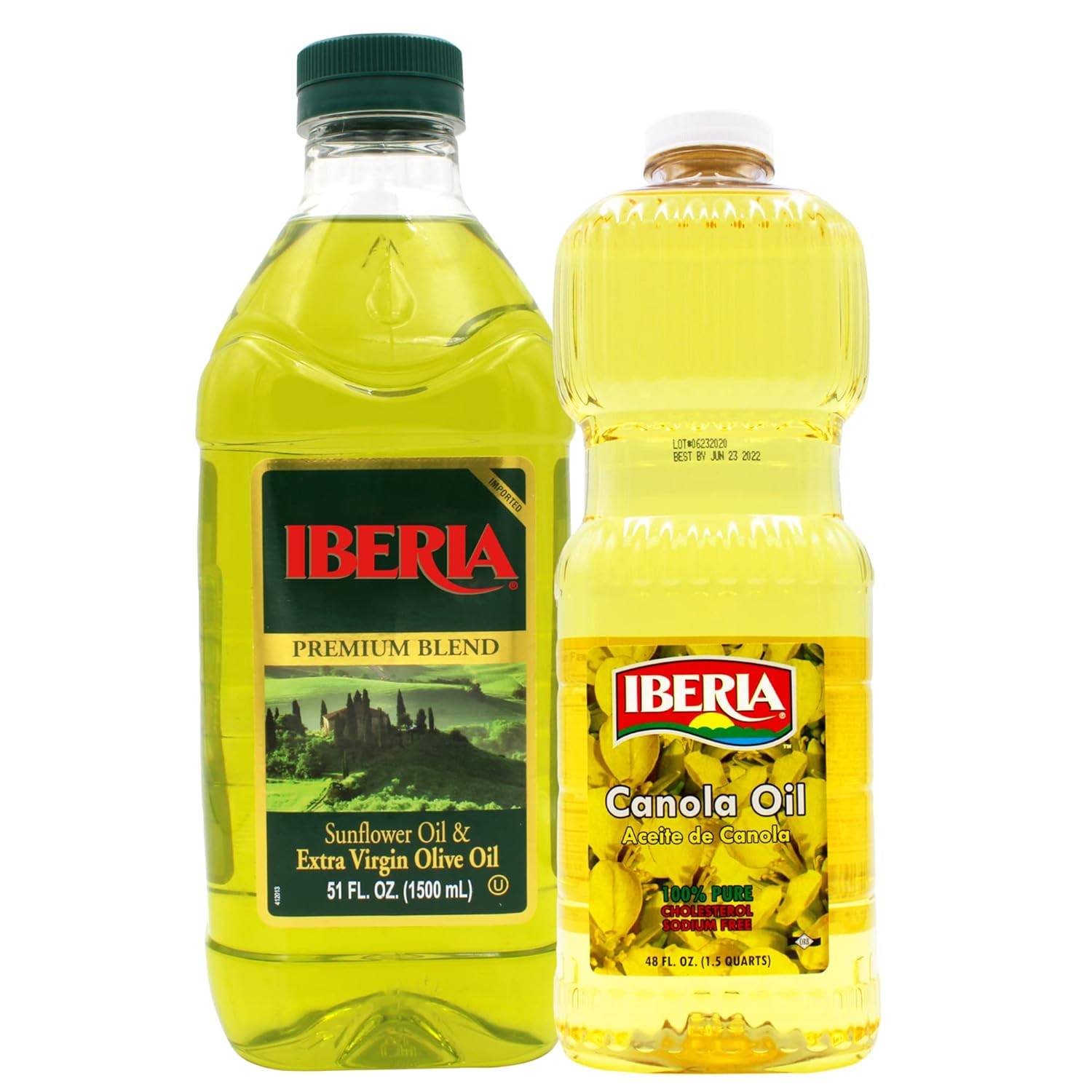 Iberia Canola Oil, 48 Ounce + Iberia Extra Virgin Olive Oil & Sunflower Oil Blend, 51 Oz