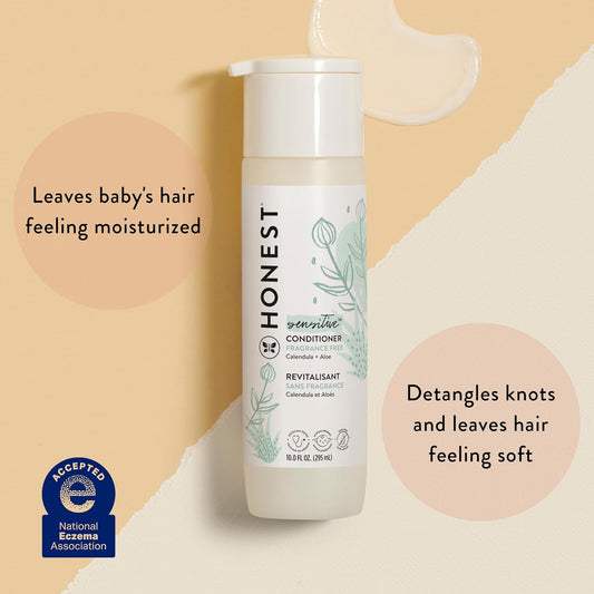 The Honest Company Silicone-Free Conditioner & 2-In-1 Cleansing Shampoo + Body Wash Duo | Gentle For Baby | Naturally Derived | Lavender Calm, 20 Fl Oz