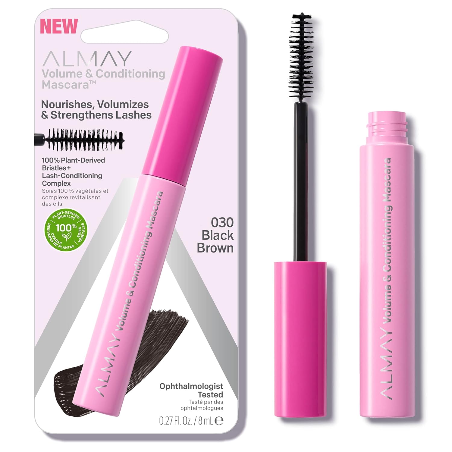 Almay Volume & Conditioning Mascara, Hydrating All Day Wear, 30 Black Brown, 0.27 Fl Oz