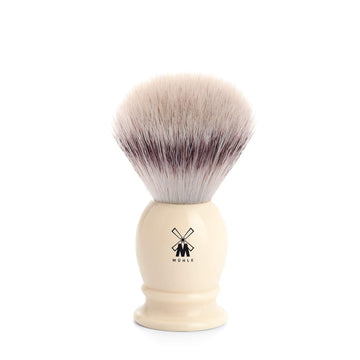Mühle Classic Small Faux Ivory Silvertip Fiber Shaving Brush - Synthetic Luxury Shave Brush For Men, Rich Lather