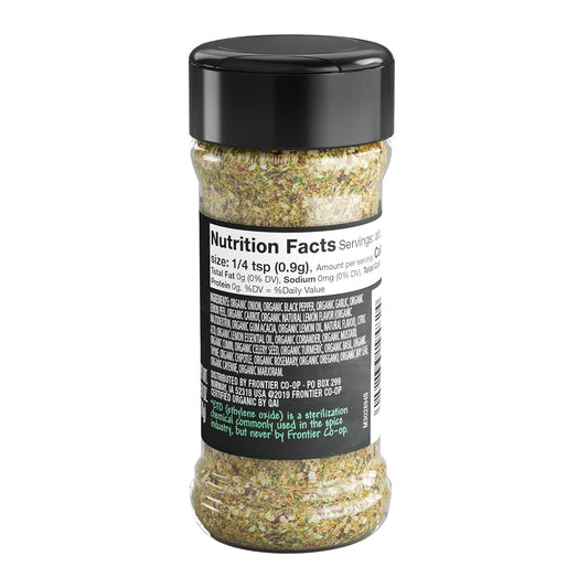 Frontier, Salt Free Organic Seasoning Lemon Pepper, 2.5 Oz