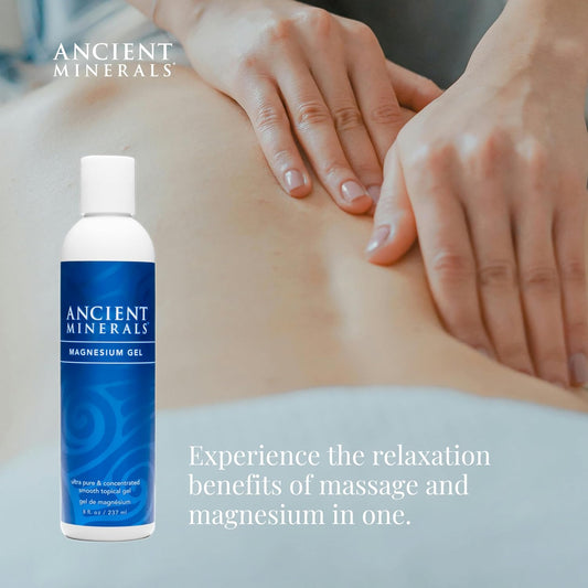 Ancient Minerals Magnesium Gel - 8Oz Bottle - Pure Genuine Zechstein Magnesium Chloride - Best For Massage, Topical Skin Application