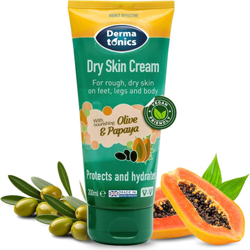 Dermatonics Natural Care Dry Skin Cream - Enriched With 10% Urea, Olive And Papaya Extracts, Long Lasting Hydration And A Gentle Scent For Smooth, Supple Skin, Vegan Friendly, 200 Ml