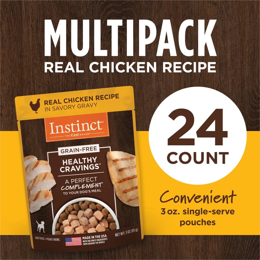 Instinct Healthy Cravings Grain Free Real Chicken Recipe Natural Wet Dog Food Topper by Nature's Variety, 3 oz. Pouches (Case of 24): Pet Supplies: Amazon.com