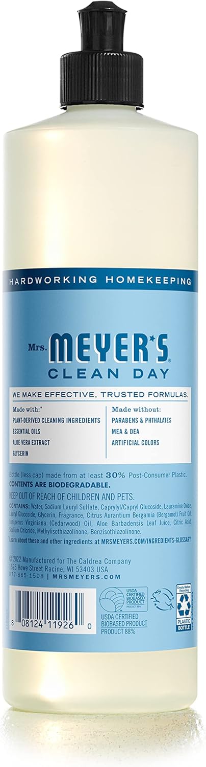 Mrs. Meyer'S Clean Day Multi-Surface Cleaner Concentrate, Use To Clean Floors, Tile, Counters, Basil, 32 Fl. Oz