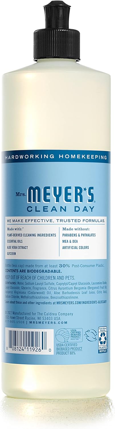 Mrs. Meyer'S Clean Day Liquid Dish Soap, Biodegradable Formula, Rain Water, 16 Fl. Oz