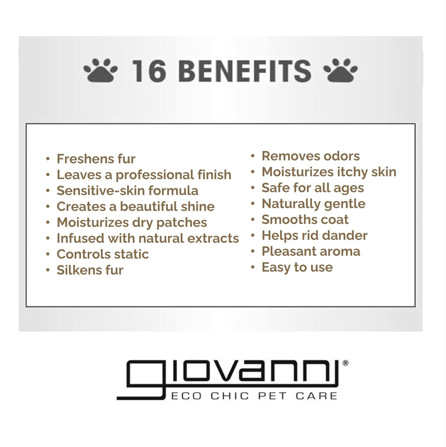 GIOVANNI Professional Foaming Waterless Pet Shampoo - Oatmeal & Coconut Helps Neutralize Odors, Cleanses, Silkens, Controls Static, Freshens Fur - 8 oz (Pack of 2)