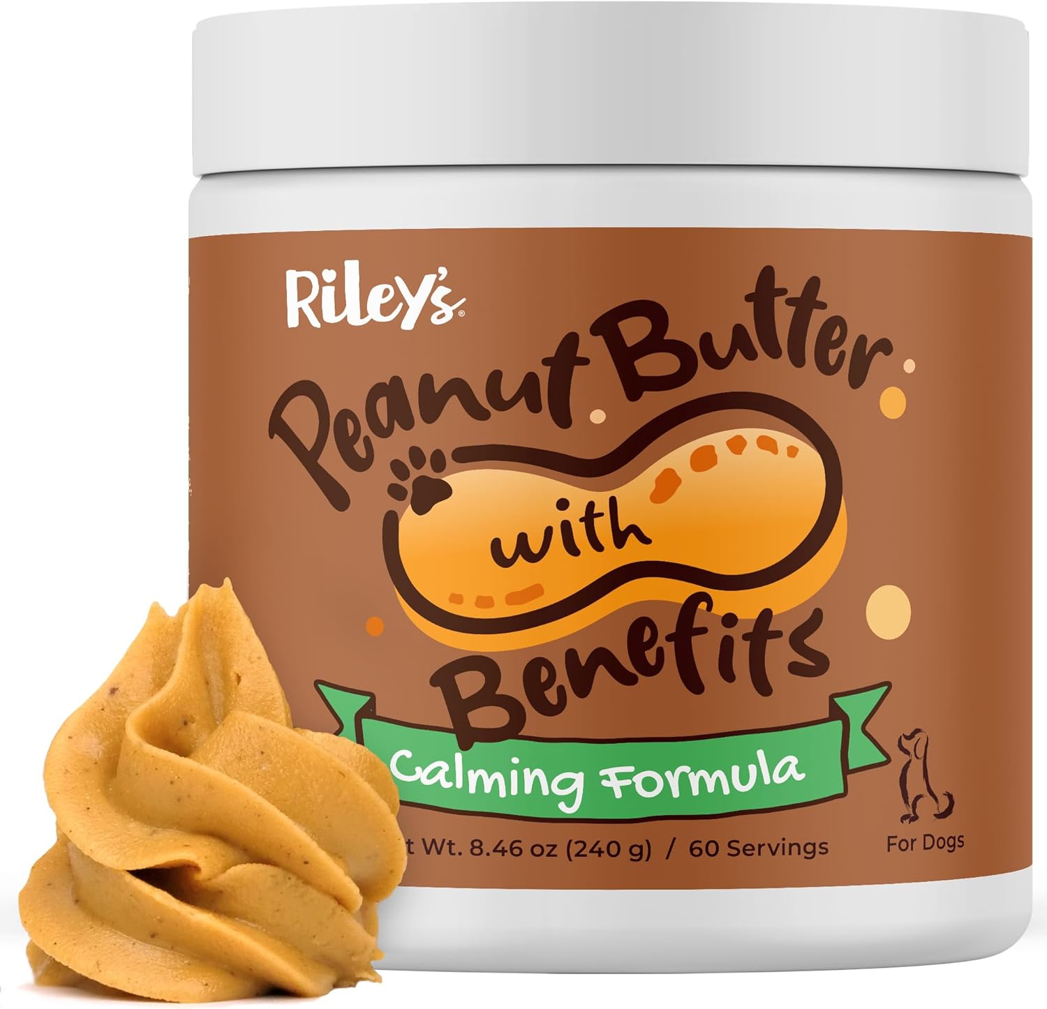 Riley'S Calming Peanut Butter For Dogs - Dog Peanut Butter Calming Aid - Separation Anxiety Relief For Dogs - 8.46 Oz
