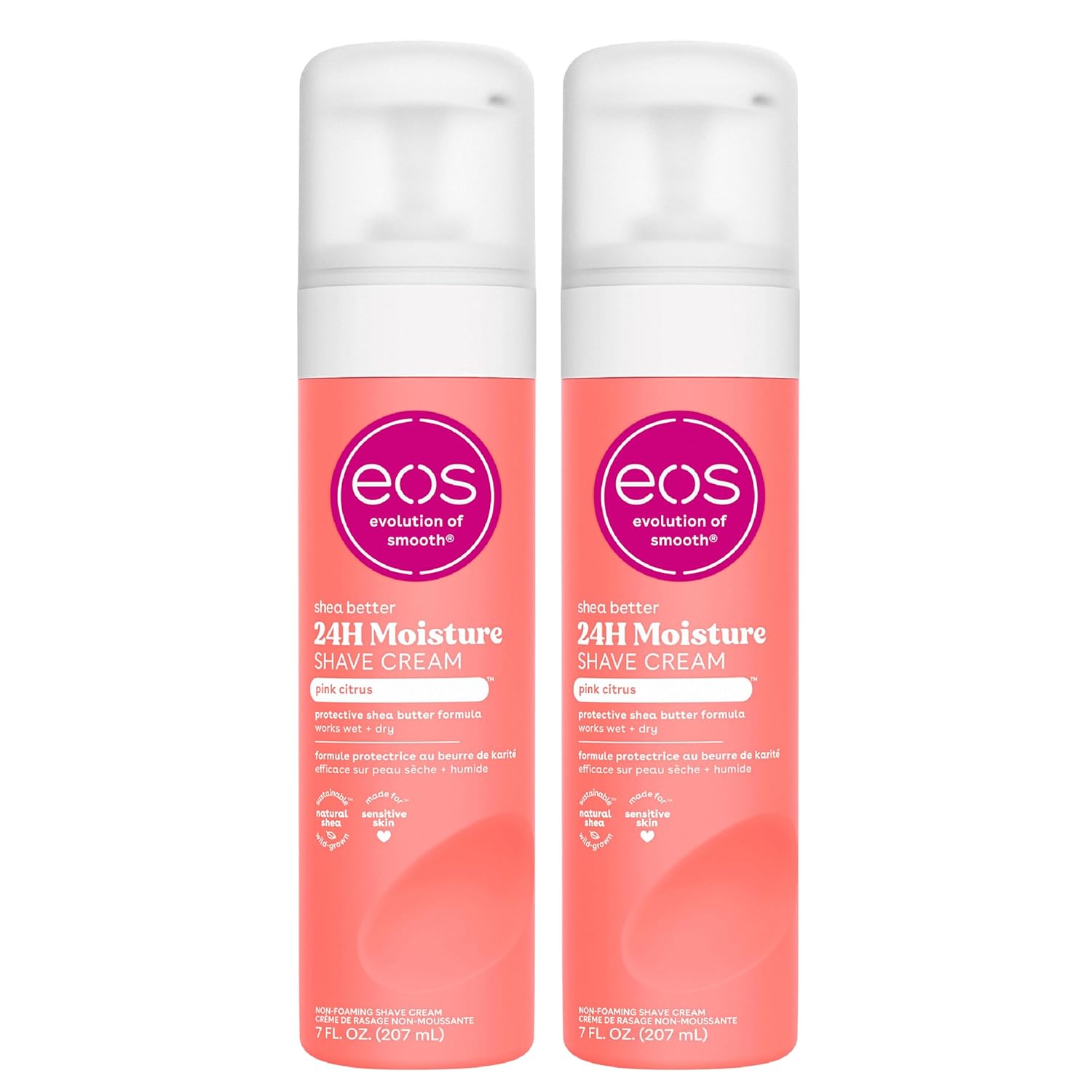 eos Shea Better Shaving Cream- Pink Citrus, Women's Shave Cream, Skin Care, 7 Fl Oz (Pack of 2)
