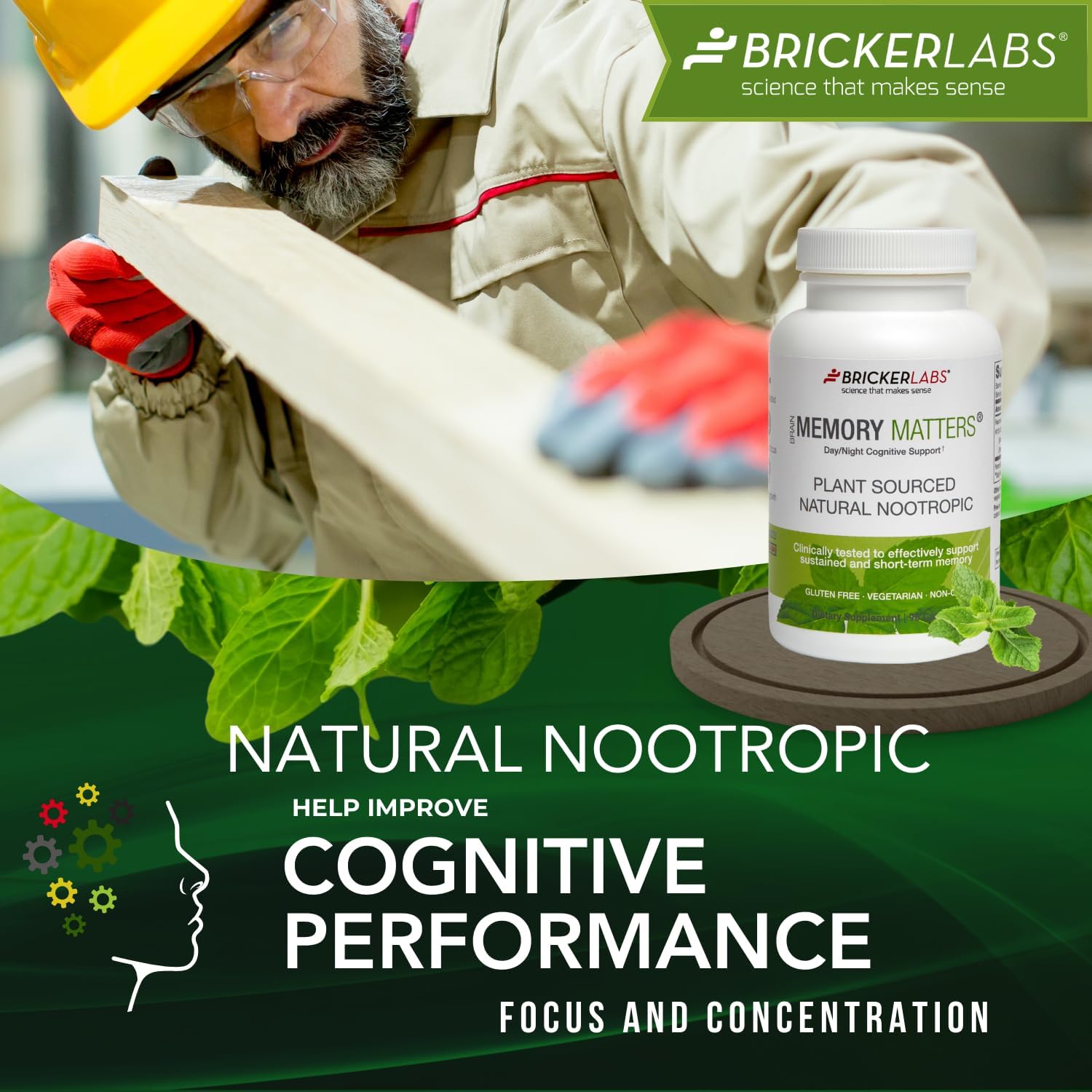 Bricker Labs Memory Matters Cognitive Support Supplements, Natural Nootropic Brain Health Supplements with Neumentix Spearmint Extract to Support Brain Function and Performance, 90 Ct (90) : Health & Household