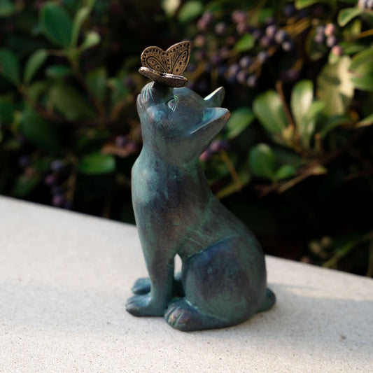 Iheartcats Cat Memorial Figurine With Butterfly - Cat Statue Pet Memorial Gifts