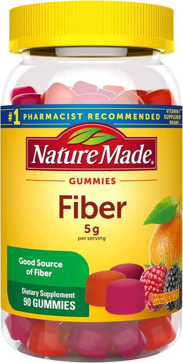 Nature Made Fiber Gummies 5 G Per Serving, Fiber Supplement For Digestive Health Support, 90 Gummies, 30 Day Supply