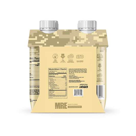 REDCON1 MRE Ready to Drink Protein Shakes, Vanilla Milkshake - Sugar-Free + Keto Friendly RTD Protein Shakes - Whole Food Blend with 25g of Protein + MCT (4 Pack)
